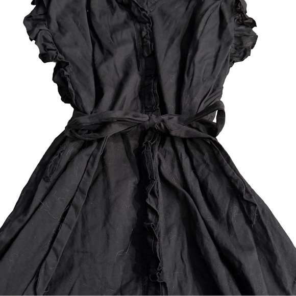 Elan Black Ruffle Dress Size Medium Cotton Tie Waist - Picture 4 of 6